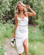 Delicate Heart Satin Slip Midi Dress