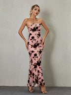 Demeter Mesh Rose Backless Maxi Dress