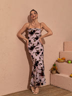 Demeter Mesh Rose Backless Maxi Dress