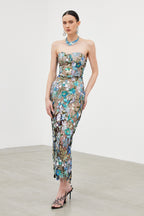 Denica Mesh Sequin Maxi Dress