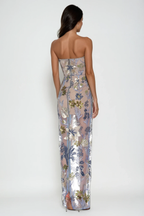 Denica Strapless Sequin Floral Maxi Dress