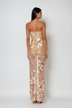 Denica Strapless Flower Maxi Dress