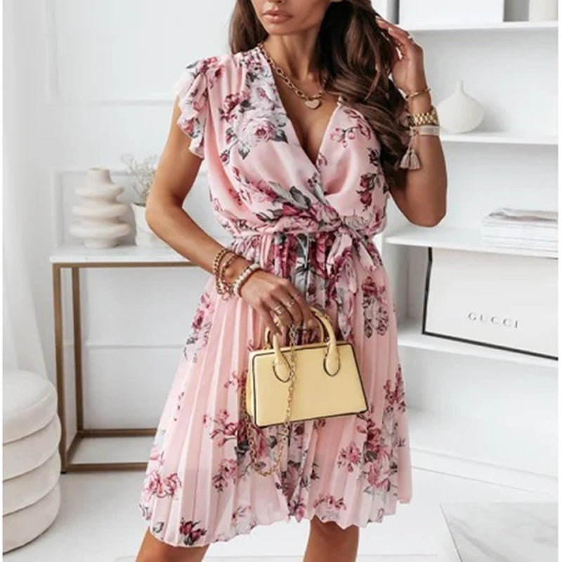 Floral Lotus Sleeve Dress