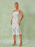 Despina White Lace Midi Dress