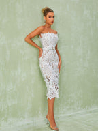 Despina White Lace Midi Dress