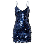 Dinner Club Sequin VNeck Strap Mini Party Bodycon Club Dress
