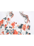 Ditsy Floral Knot Shoulder Ruffle Hem Dress