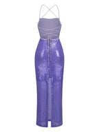 Dominica Sequin Maxi Dress In Purple