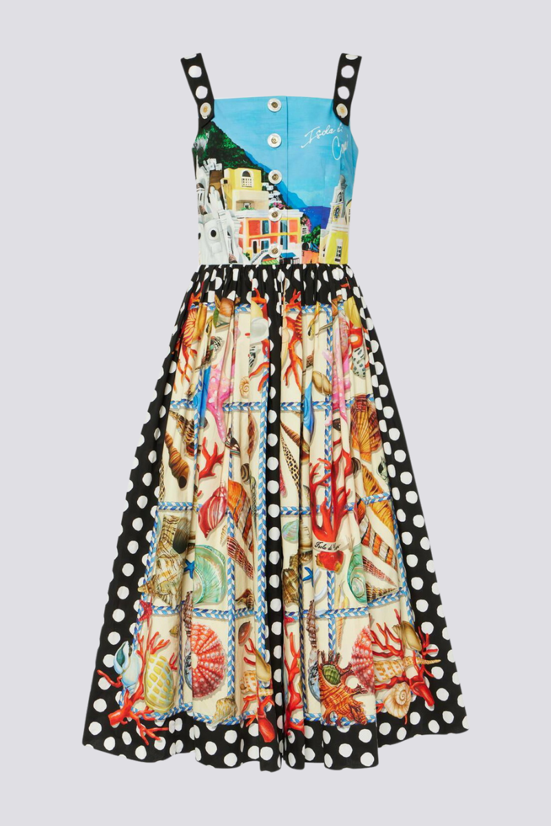 Rosario Timeless Polka Dot Square Neck Midi Dress Boutique Collection