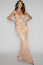 Harva Strapless Pearl Maxi Dress