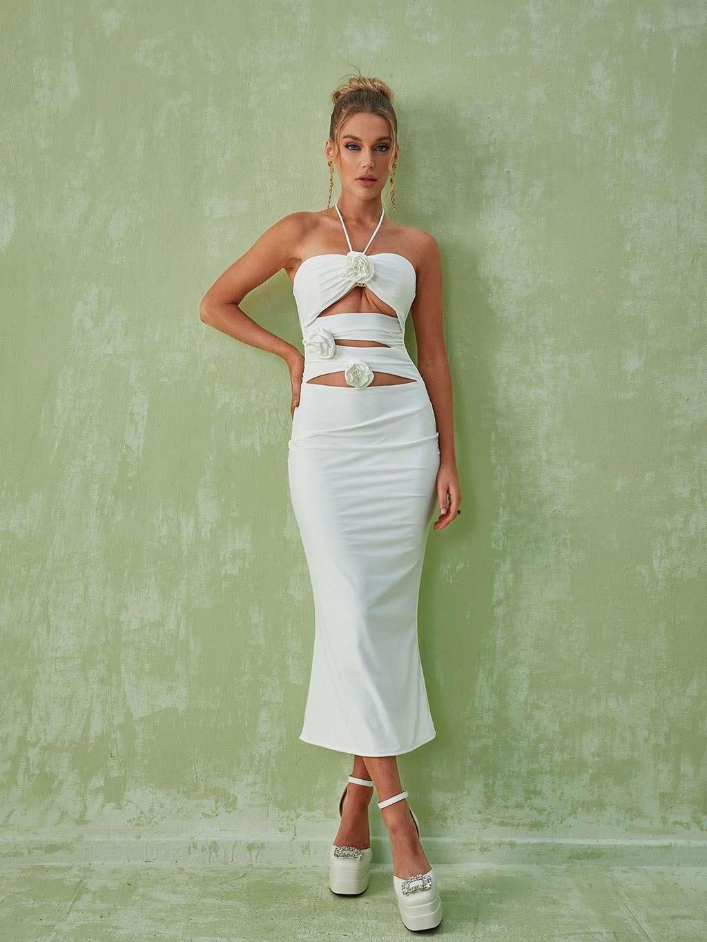 Halterneck Cutout Midi Dress