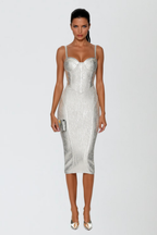 Doruk Metallic Bandage Midi Dress