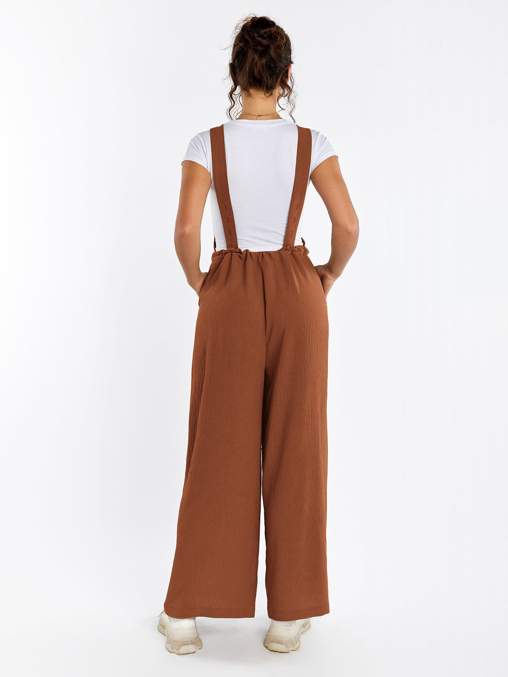 Drawstring Adjustable Button Back Pocket Jumpsuit