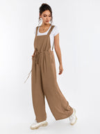 Drawstring Adjustable Button Back Pocket Jumpsuit