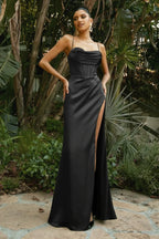 Elegant Satin Cowl Front Lace Up Corset Red Party Dress