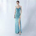 Dress Encryption Sequin Craft Beaded Sling High Fork Evening Dress
