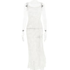 Dress Lace Strap Stitched Backless Long Sheath