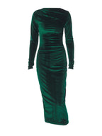 Velvet Long Sleeve Midi Dress - Elegant Party Clothes for Party