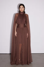 Dylan Backless Ruch Mesh Maxi Dress