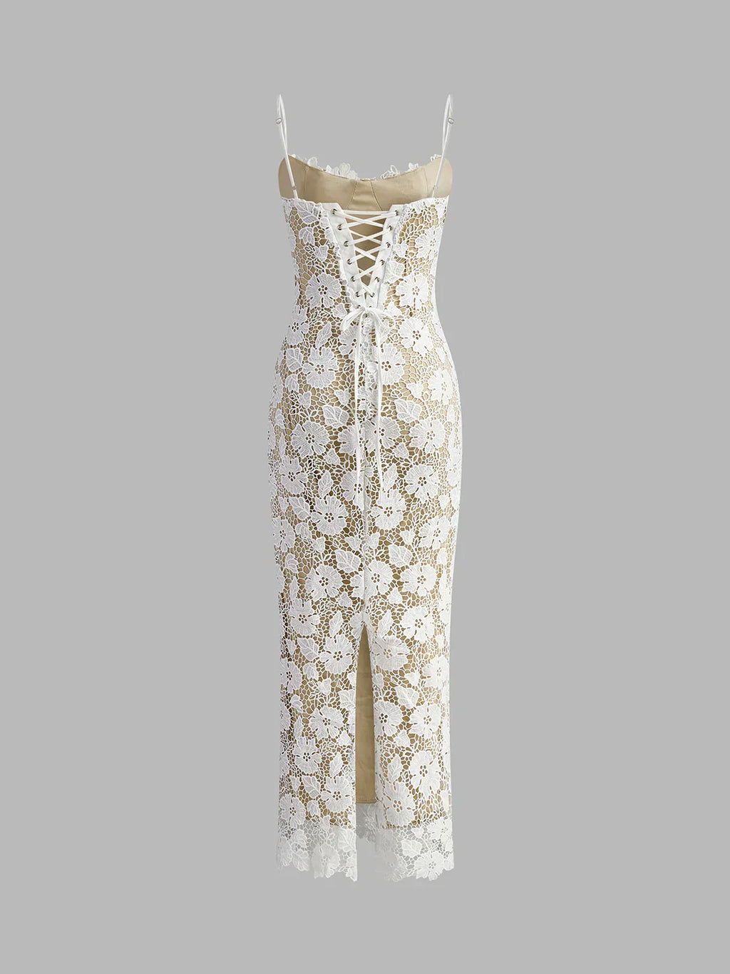 Semi-Sheer Double Layer Lace Cami Dress