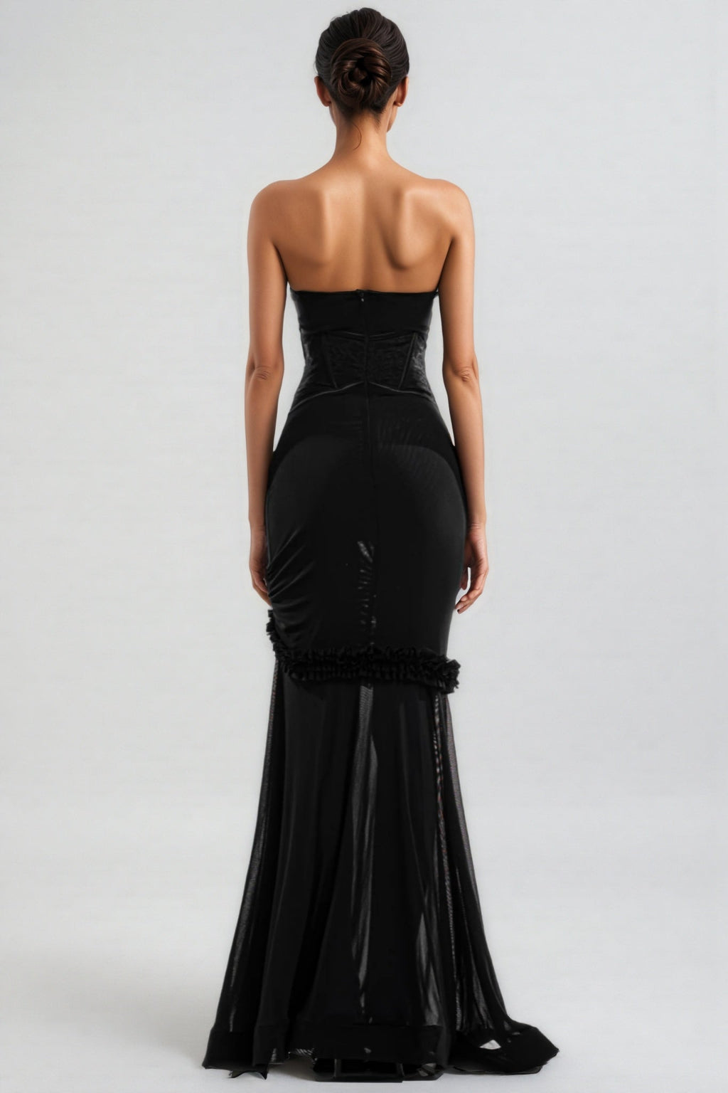 Rykelf Black Embroidered 3D Flower Maxi Dress
