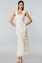 Sienla White Butterfly Midi Dress