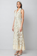 Harld White Lace Floral Maxi Dress