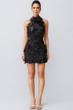 Zekef Black Cherry Blossom Mini Dress