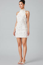 Tetraty White Cherry Blossom Mini Dress