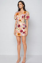 Brea V-neck 3D Printed Mini Dress