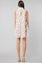 Maline White High Neck Trapeze Mini Dress