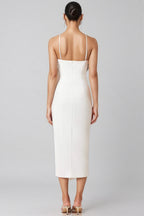 Kaelt White 3D Floral Midi Dress