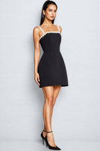 Gael Beaded Black Sleeveless Mini Dress