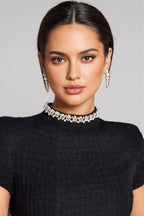 Fifer Black Beaded Chambray Mini Dress