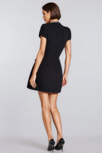 Fifer Black Beaded Chambray Mini Dress