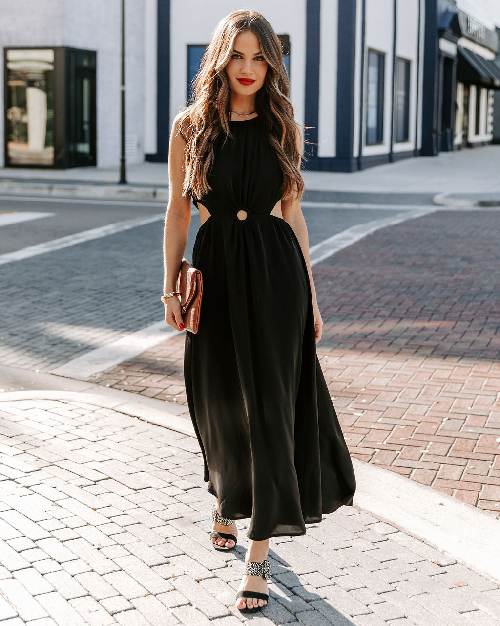 Bay Breeze Cutout Midi Dress Black
