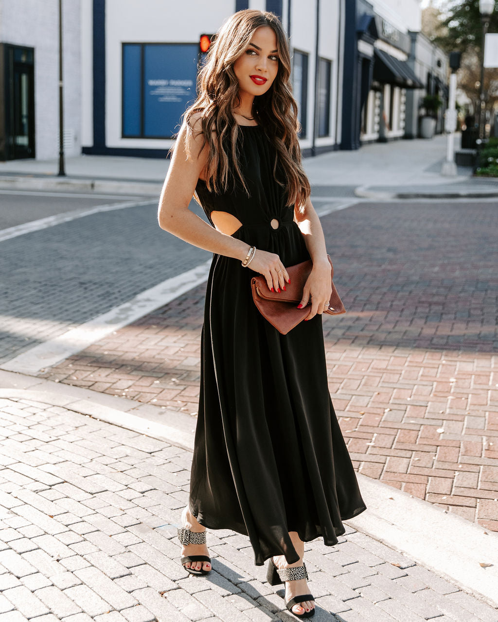 Bay Breeze Cutout Midi Dress Black