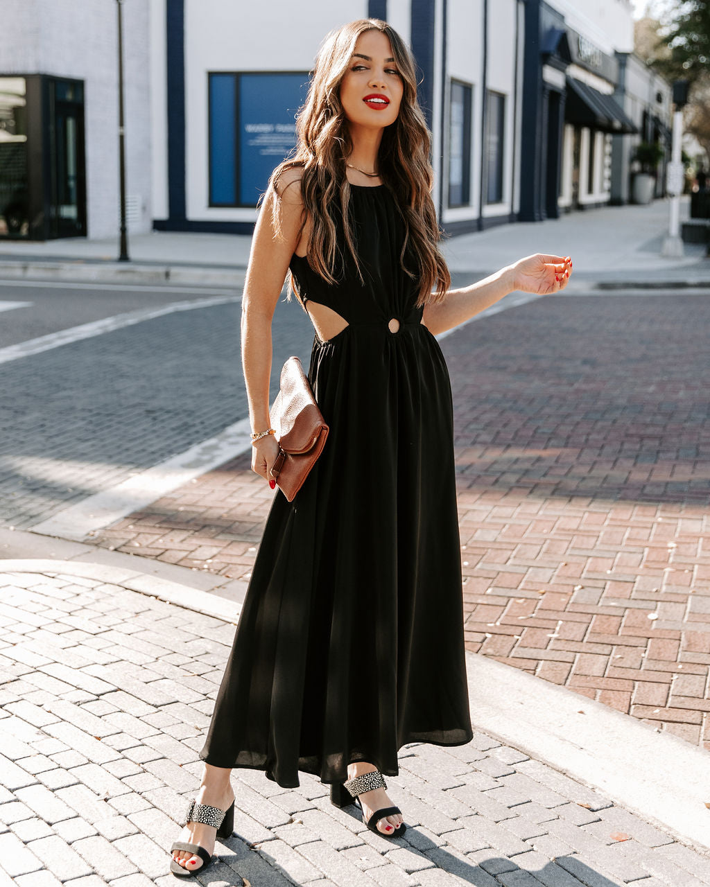 Bay Breeze Cutout Midi Dress Black
