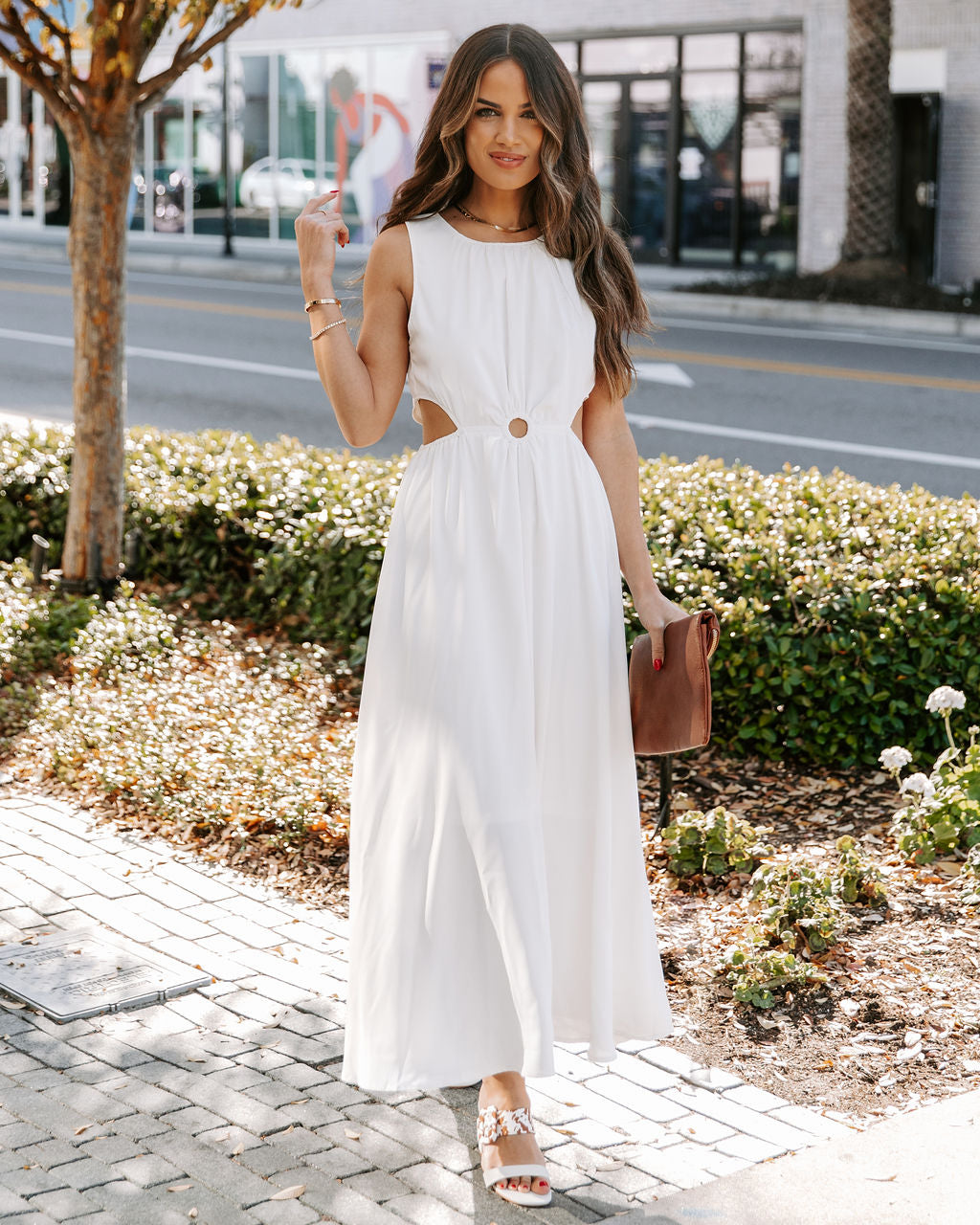Bay Breeze Cutout Midi Dress Off White