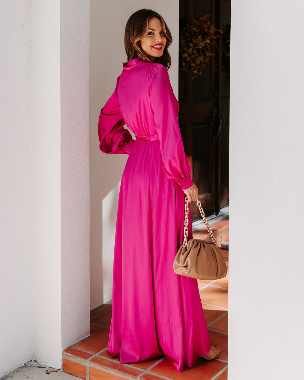 Always Memorable Satin Maxi Dress Magenta FINAL