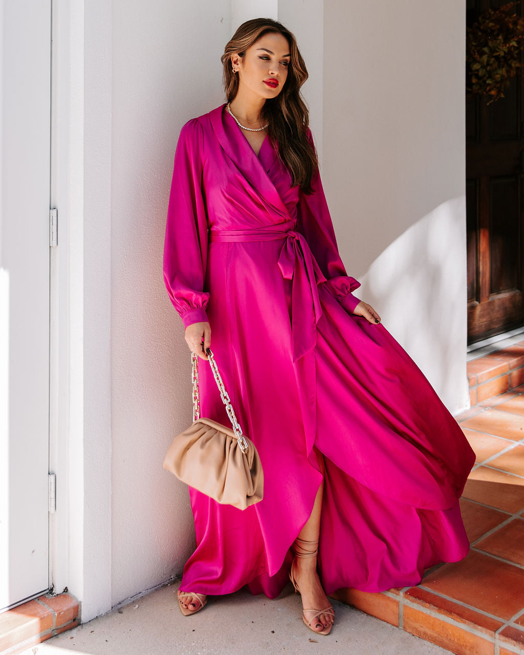 Always Memorable Satin Maxi Dress Magenta FINAL