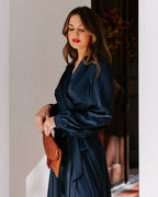 Always Memorable Satin Maxi Dress Navy