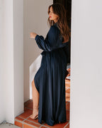 Always Memorable Satin Maxi Dress Navy