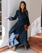 Always Memorable Satin Maxi Dress Navy