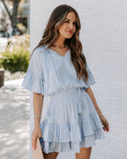 Slow It Down Smocked Tassel Dress Baby Blue