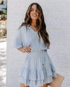 Slow It Down Smocked Tassel Dress Baby Blue