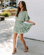 Slow It Down Smocked Tassel Dress Sage