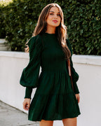 Pullover Long Sleeve Crew Neck Mini Dress