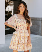 Brianna Floral Ruffle Tiered Dress Yellow