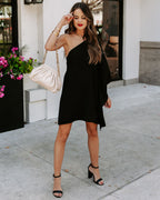 Side To Side One Shoulder Statement Dress Black